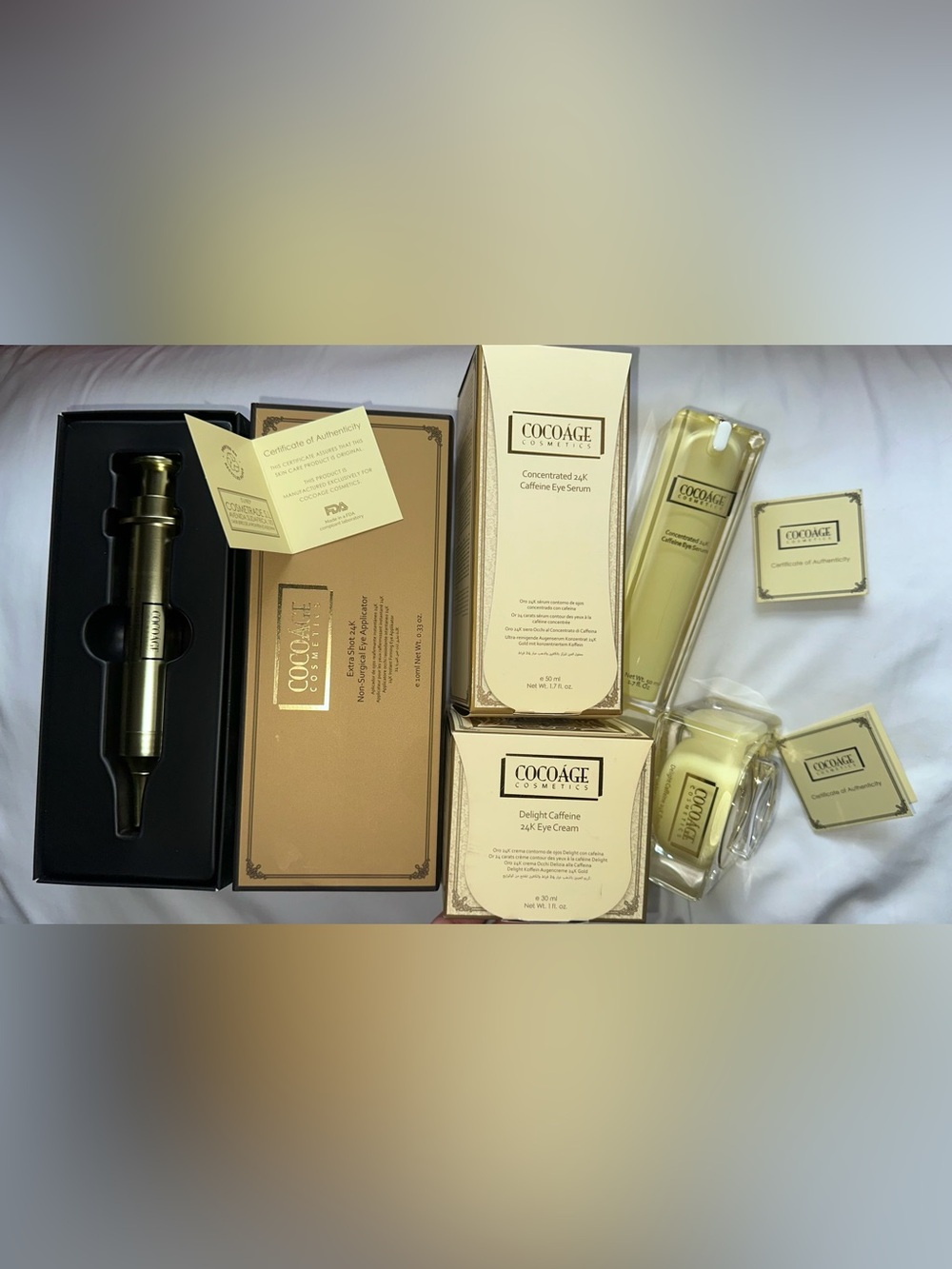 COCOÁGE COSMETICS 24K Caffeine Eye Care Set 3pc New In Box